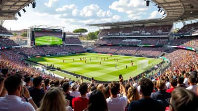 Piazza italiana allestita per la visione collettiva delle semifinali dei Mondiali 2026