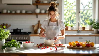 Person backt einfache Sommerrezepte in moderner Küche 2026
