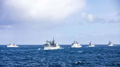 NATO-krigsskip USS Porter deltar i Formidable Shield-øvelsen 2023 i Atlanterhavet