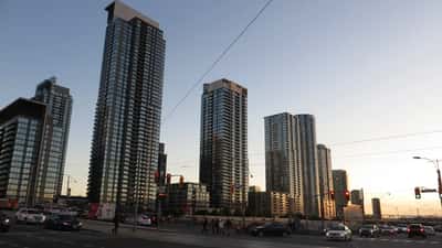 City Place residential towers in Downtown Toronto, Ontario, representing Canada's new housing construction initiative