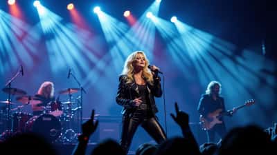 Palco de show no Brasil com iluminação dramática de eclipse, representando a turnê Total Eclipse of the Heart em 2026