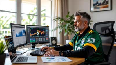 Torcedor-investidor do CRB analisando dados financeiros sobre SAF no Série B 2026