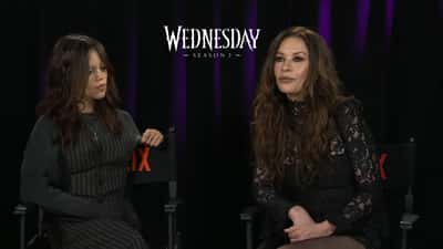 Catherine Zeta-Jones and Jenna Ortega at Wednesday Season 2 press event 2025