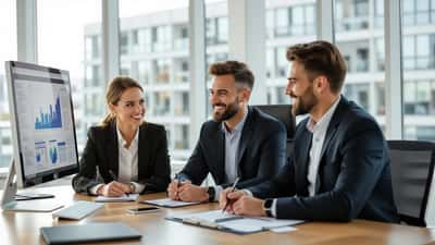 Avvocato in studio moderno illustra la tutela del diritto all'immagine a un cliente professionista