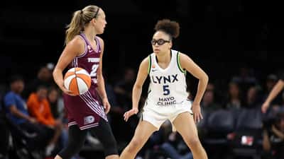 Olivia Miles in Minnesota Lynx uniform on court during 2026 WNBA season