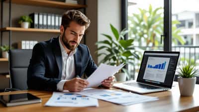 Financial adviser reviewing NRL player contract and income protection insurance documents in a Sydney office