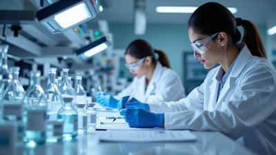 Médecin examinant des fioles de peptides BPC-157 avec l'avis de Santé Canada, Montréal 2026