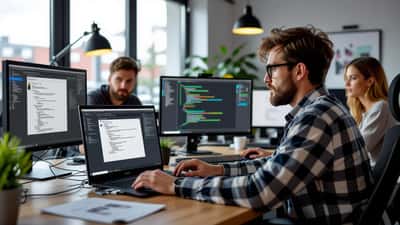 Montreal game developer reading termination email at studio desk after Compulsion Games closure announcement
