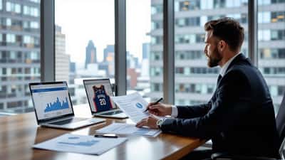 Financial advisor reviewing NBA contract documents in a Detroit high-rise office