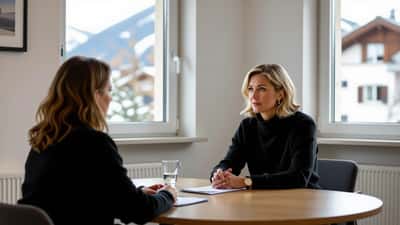 Un psychologue écoute une patiente dans un cabinet de consultation en Suisse
