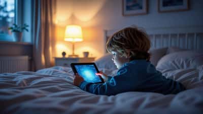 Forældre underviser barn i online sikkerhed og internetsikkerhed