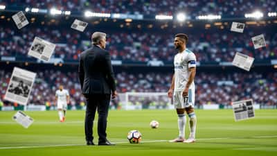 Jürgen Klopp und Kylian Mbappé als Real-Madrid-Transferthema 2026 mit Vertragsunterlagen im Stadionhintergrund
