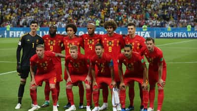 Joueurs belges en action lors d'un match de Coupe du Monde FIFA, illustration du quart de finale CM2026 Belgique-Espagne