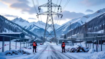 Pylône à haute tension effondré dans la zone industrielle du Botza à Vétroz, en Valais