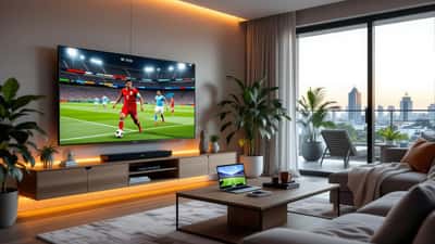 Pantallas mostrando el próximo partido de México 2026 con configuración de streaming seguro