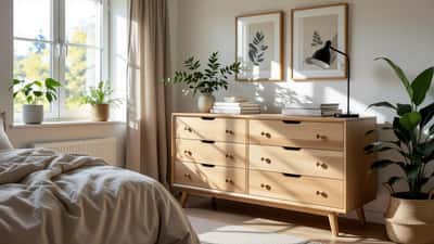 Commode IKEA Malm dans une chambre moderne et bien rangée