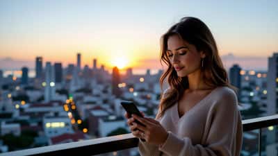 Mulher brasileira verificando mensagem suspeita no celular em São Paulo na véspera das eleições 2026