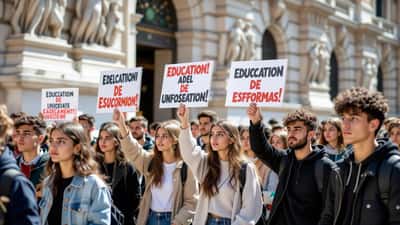 Studenti universitari in protesta al Politecnico di Torino, Italia