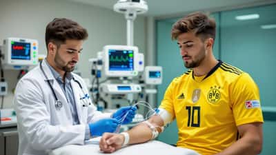 Giovane calciatore italiano sottoposto a visita medico-sportiva con ECG