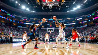 Professional women's basketball championship game in a packed arena