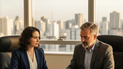 Mulher brasileira conversa com advogado trabalhista sobre direitos no trabalho