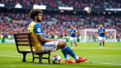 Joueur de football assis sur un banc de vestiaire tête entre les mains après l'élimination de Curaçao et l'Équateur au Mondial 2026
