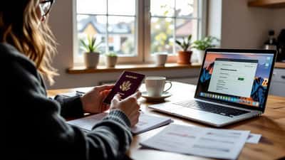 Dansk spiller fotograferer sit pas med mobilen for at verificere sin bet365-konto ved siden af en bærbar computer