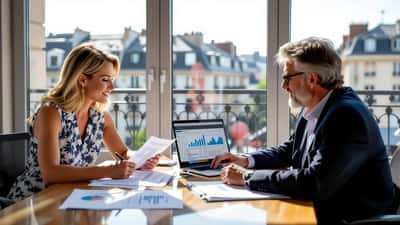 Conseillère en gestion de patrimoine analysant les options d'investissement pour un gain exceptionnel de jeu télévisé