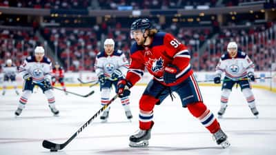 Jeune hockeyeur américain sur la glace, symbole des espoirs du repêchage NHL 2026 comme Wyatt Cullen