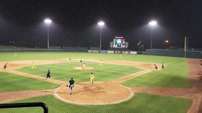 Savannah Bananas baseball game at Grayson Stadium with fans in the stands