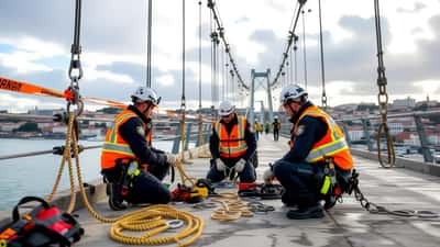 Investigadores examinam equipamento de segurança numa ponte em Portugal após acidente de rope jump