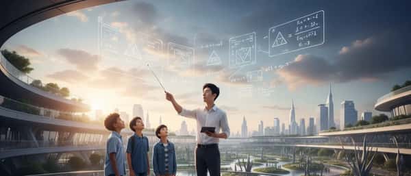 Ung dansk elev og tutor ved køkkenbord med matematikhæfter i nordisk dagslys