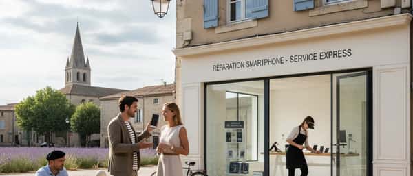 Techniker repariert ein Smartphone mit Präzisionswerkzeug in einer deutschen Werkstatt