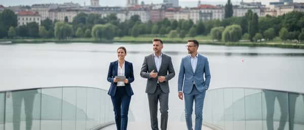 Nederlandse professional bekijkt beleggingsportefeuille op laptop in modern kantoor in Amsterdam
