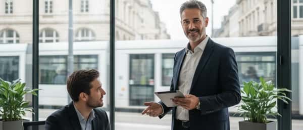 Avocat en droit routier examinant un permis de conduire et des documents juridiques dans un cabinet moderne