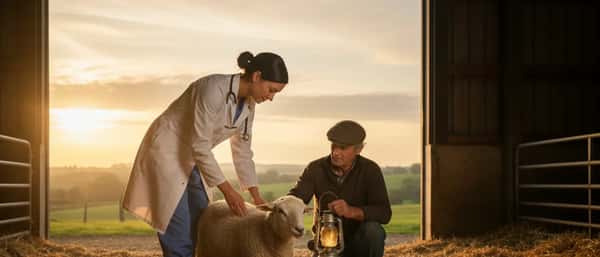 Vétérinaire suisse examinant un golden retriever dans une clinique moderne avec son propriétaire
