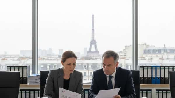 Négociation d'une convention collective entre représentants syndicaux et patronaux dans une salle de réunion parisienne