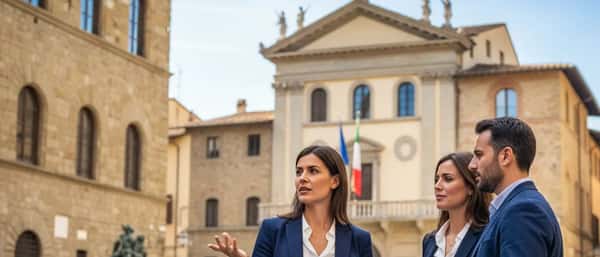 Donna italiana che consulta documenti di divorzio con un avvocato in uno studio legale moderno a Milano