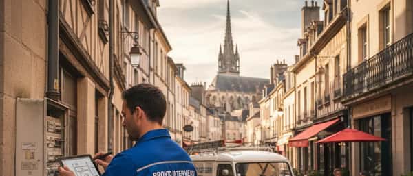 Uomo italiano che controlla il quadro elettrico di casa con la torcia dello smartphone durante un blackout notturno