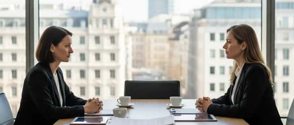 Nederlands koppel bespreekt scheidingskosten met een mediator aan een kantoortafel