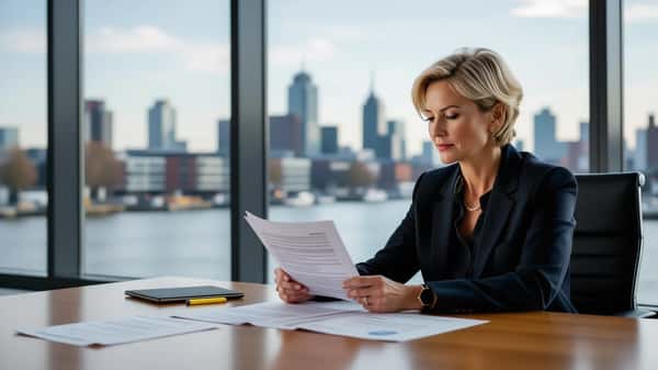 Nederlandse HR-professional bekijkt arbeidscontract aan vergadertafel in een Rotterdam kantoor