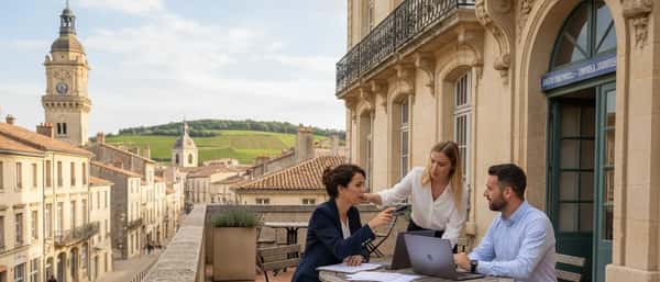 Donna italiana consulta documenti legali su laptop in un appartamento luminoso con luce mediterranea