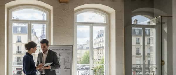 Femme comparant des échantillons de carrelage dans une salle de bain en cours de rénovation