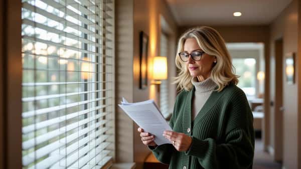 HR-chef i Malmö jämför Gröna Riksavtalet och personalschema — hotellkorridor med venetianska jalusilameller