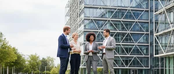 Deutscher Geschäftsexperte berät einen Klienten in einem modernen Büro mit Tageslicht