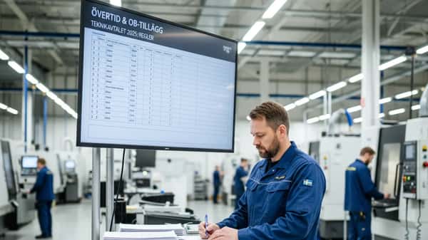 Övertid och OB-tillägg i Teknikavtalet 2025: regler, procentsatser och beräkning