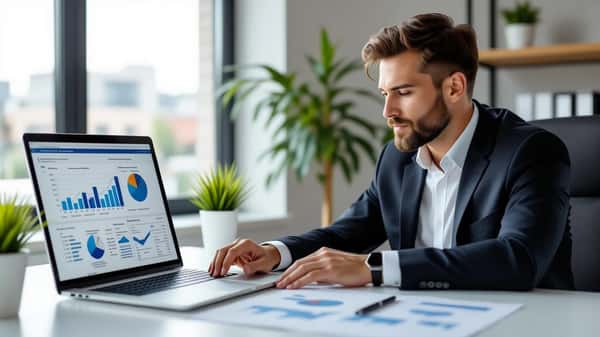 Consulente italiano in ufficio moderno analizza trend economici 2026