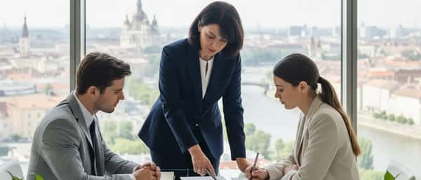 Femme française consultant un avocat spécialisé en succession dans un bureau notarial à Paris
