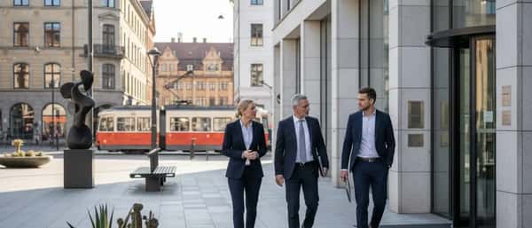 Svensk affärsjurist i möte med klient vid skrivbord i modern Stockholmsbaserad advokatbyrå
