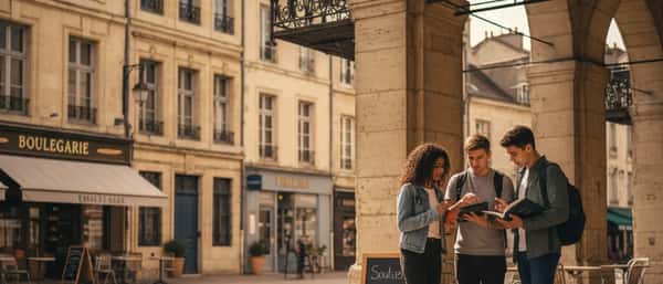 Mère et fils travaillant ensemble sur les devoirs dans un salon français ensoleillé